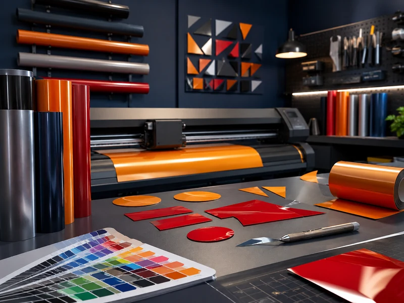 Folyo kesim uygulamaları için modern grafik ve kesim atölyesi görseli